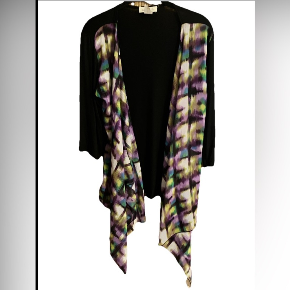 Harve Bernard Women’s Open Colorful Light Weight Flowing Cardigan 3/4 Sleeve SzM